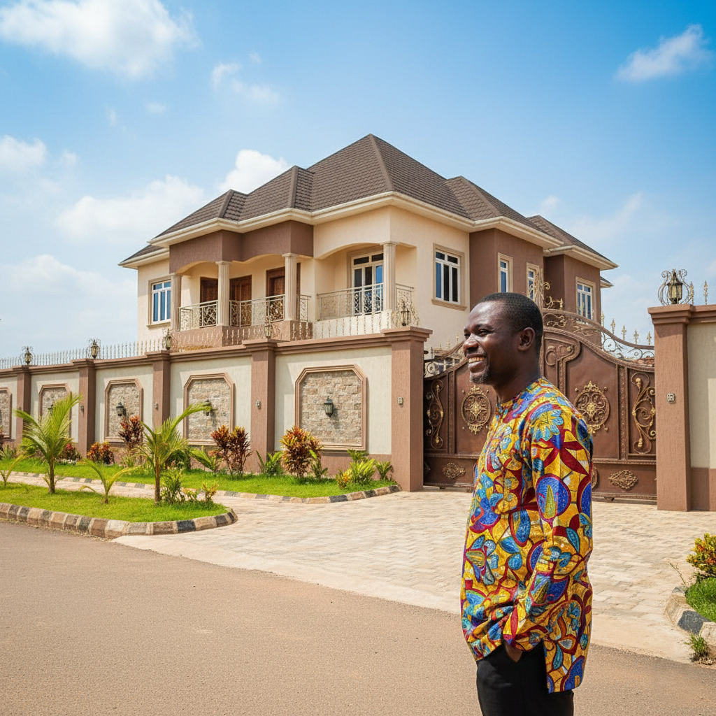 Finished modern Nigerian home completed after overcoming construction delays in Nigeria
