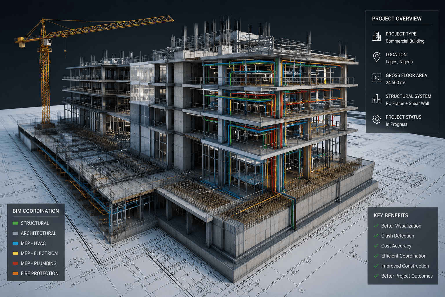 Digital construction planning and BIM-style project preview for Mega Labourers Services Ltd